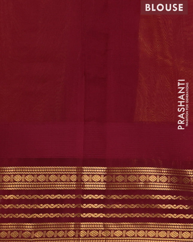 Kuppadam silk cotton saree yellow and maroon with zari woven buttas and temple design zari woven border