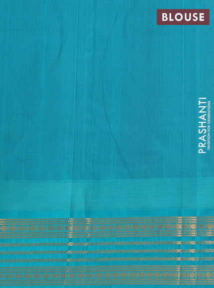 Kuppadam silk cotton saree violet and teal blue with zari woven buttas and temple design zari woven border