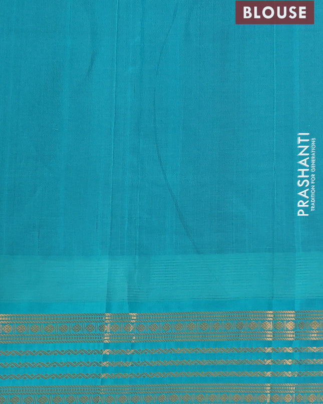 Kuppadam silk cotton saree violet and teal blue with zari woven buttas and temple design zari woven border