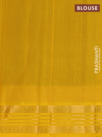 Kuppadam silk cotton saree deep maroon and yellow with zari woven buttas and temple design zari woven border