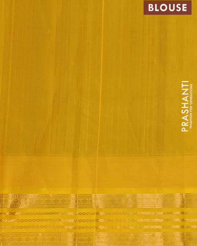 Kuppadam silk cotton saree deep maroon and yellow with zari woven buttas and temple design zari woven border