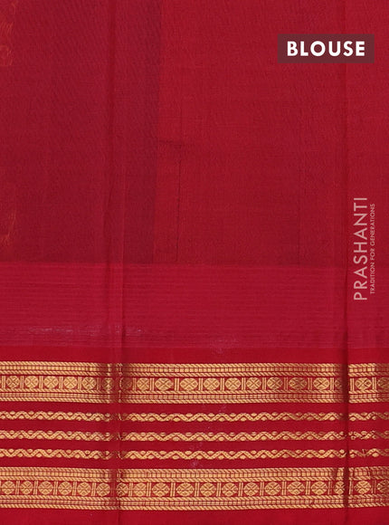 Kuppadam silk cotton saree peacock blue and red with zari woven buttas and temple design zari woven border
