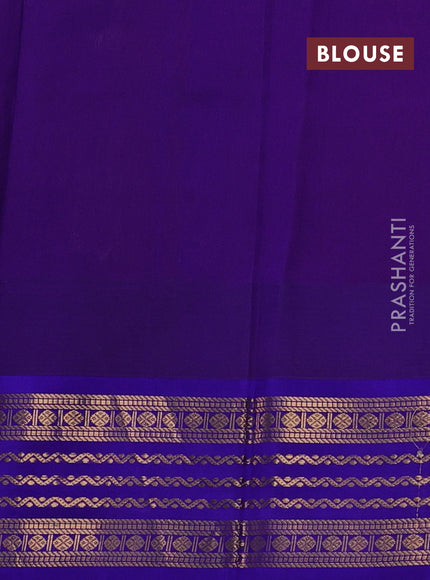 Kuppadam silk cotton saree red and blue with zari woven buttas and temple design zari woven border