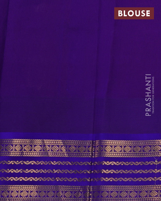 Kuppadam silk cotton saree red and blue with zari woven buttas and temple design zari woven border