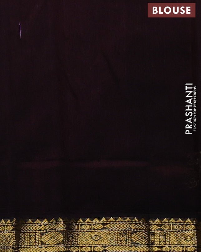 Kuppadam silk cotton saree sandal and coffee brown with allover thread woven checked pattern and rettapet zari woven border