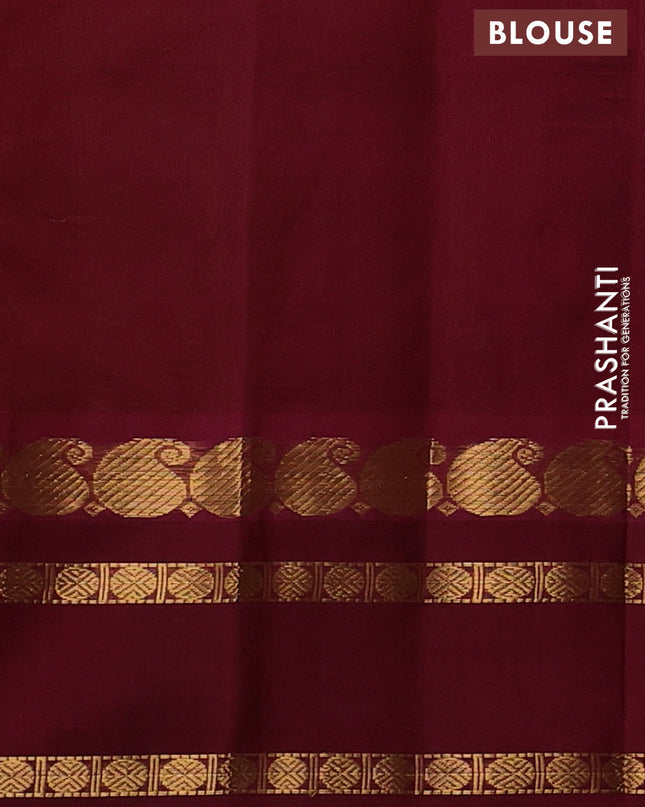 Kuppadam silk cotton saree yellow and maroon with allover zari checks & buttas and rettapet zari woven border