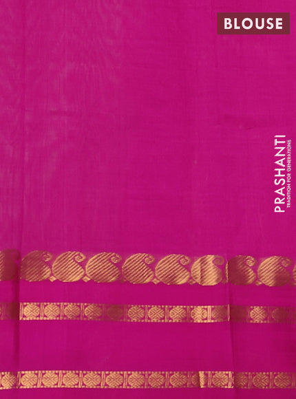 Kuppadam silk cotton saree cream and blue with allover zari checks & buttas and rettapet zari woven border