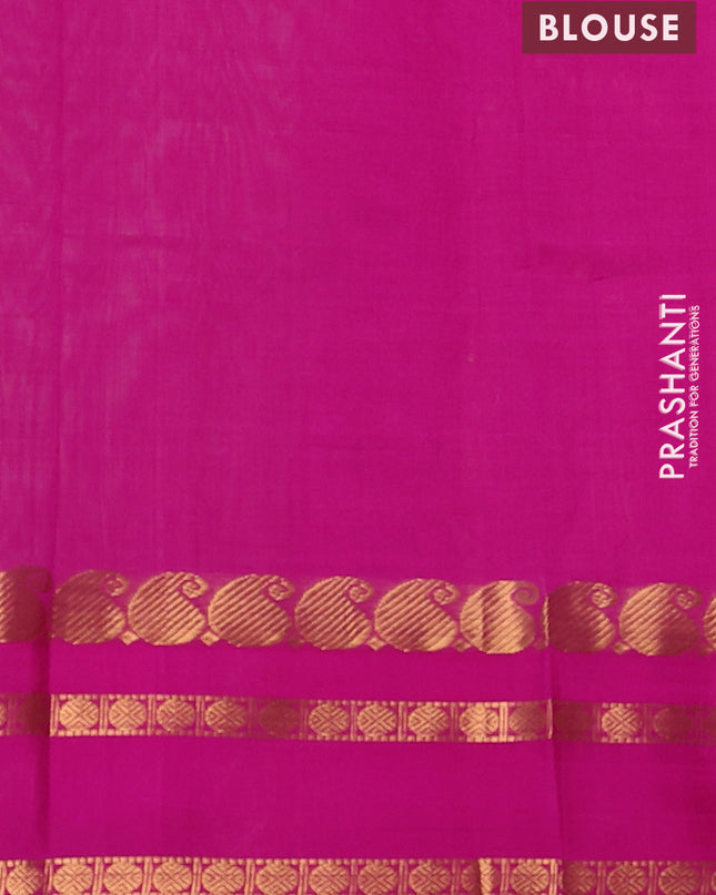 Kuppadam silk cotton saree cream and blue with allover zari checks & buttas and rettapet zari woven border