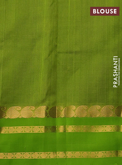Kuppadam silk cotton saree blue and light green with allover zari checks & buttas and rettapet zari woven border