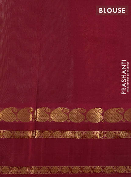 Kuppadam silk cotton saree cream and maroon with allover zari checks & buttas and rettapet zari woven border