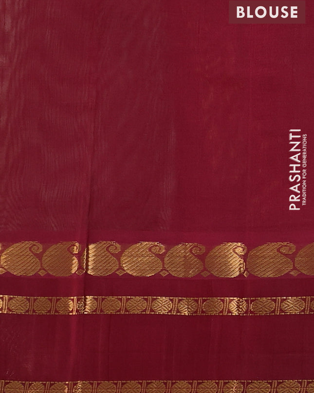 Kuppadam silk cotton saree cream and maroon with allover zari checks & buttas and rettapet zari woven border