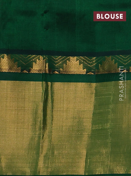 Kuppadam silk cotton saree dual shade of pink and green with allover zari checks & lakshadeepam weaves and temple design zari checked border