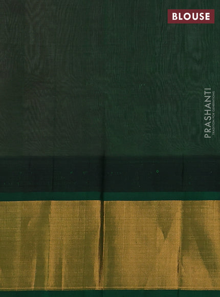 Kuppadam silk cotton saree pastel pink and green with plain body and temple design zari checked border