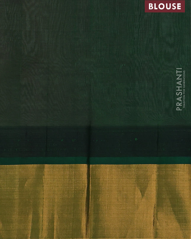 Kuppadam silk cotton saree pastel pink and green with plain body and temple design zari checked border