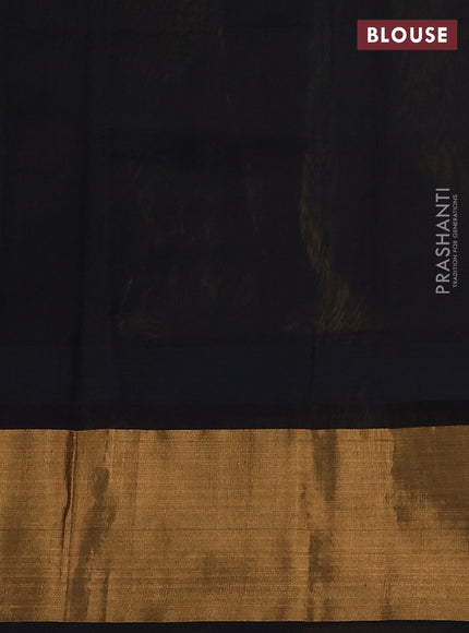 Kuppadam silk cotton saree lime green and black with plain body and temple design zari checked border