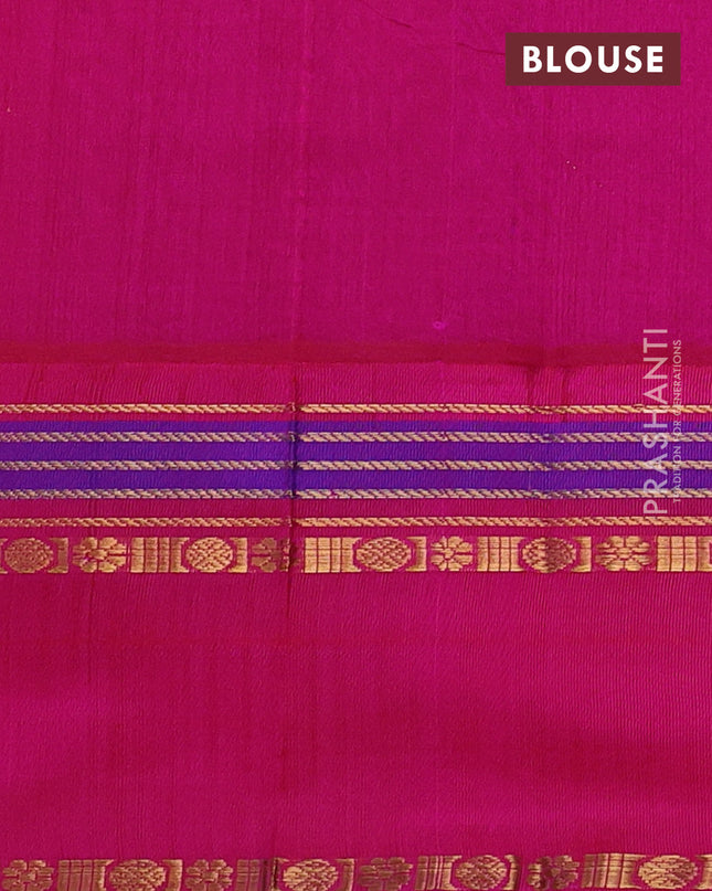 Kuppadam silk cotton saree lime yellow and pink with allover zari checks & buttas and rettapet zari woven border