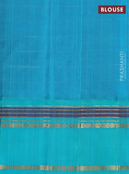 Kuppadam silk cotton saree purple and teal blue with allover zari checks & buttas and rettapet zari woven border