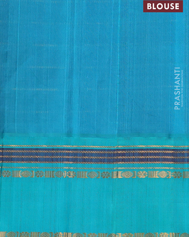 Kuppadam silk cotton saree purple and teal blue with allover zari checks & buttas and rettapet zari woven border
