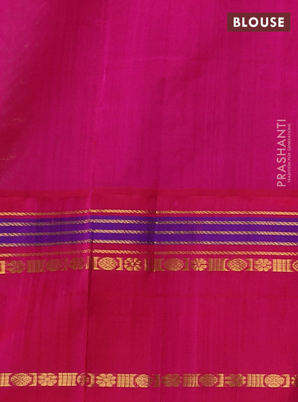 Kuppadam silk cotton saree teal shade and pink with allover zari checks & buttas and rettapet zari woven border