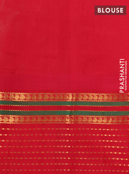 Kuppadam silk cotton saree cream and red with allover zari checks & buttas and zari woven border