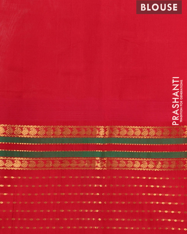 Kuppadam silk cotton saree cream and red with allover zari checks & buttas and zari woven border