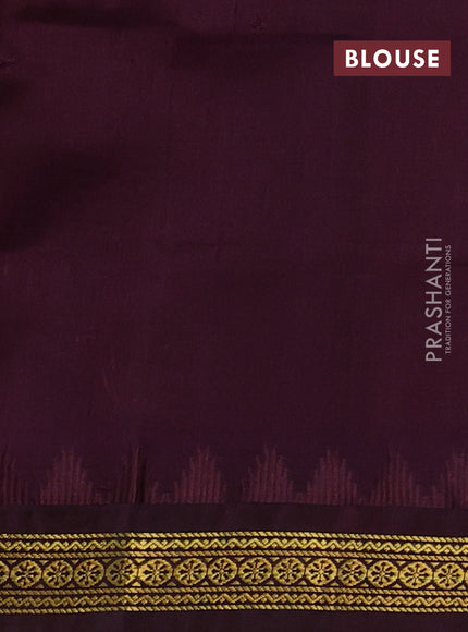 Kuppadam silk cotton saree orange and maroon with allover zari checks & lakshadeepam weaves and zari woven border