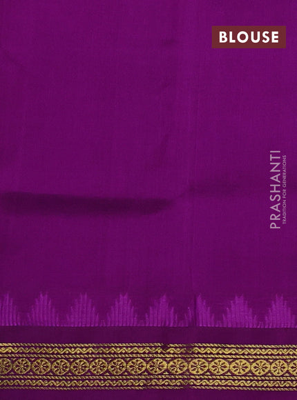 Kuppadam silk cotton saree cs blue and purple with allover zari checks & lakshadeepam weaves and zari woven border