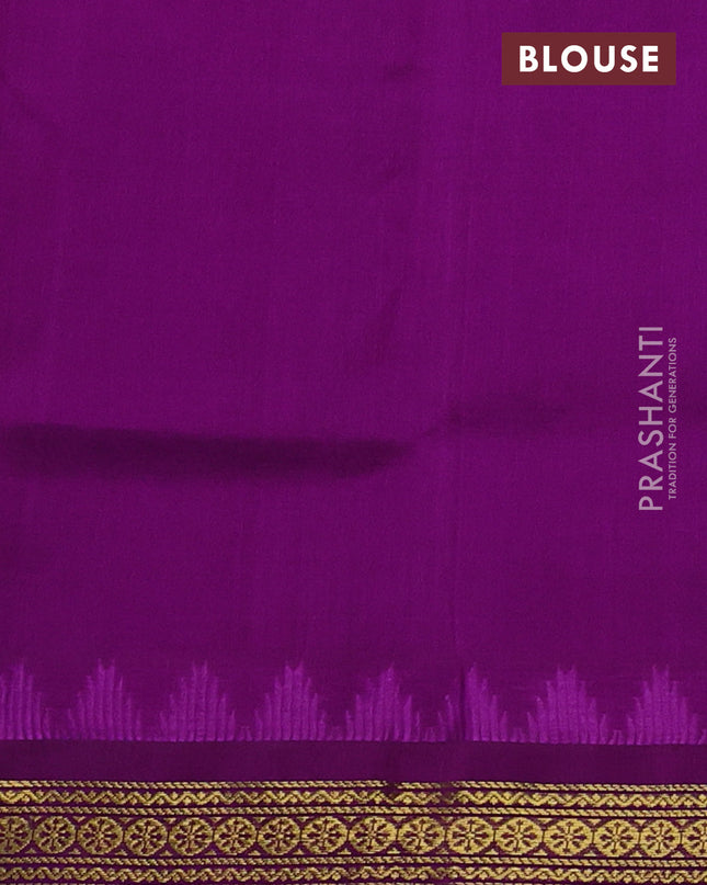 Kuppadam silk cotton saree cs blue and purple with allover zari checks & lakshadeepam weaves and zari woven border