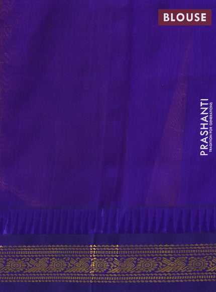 Kuppadam silk cotton saree mustard yellow and blue with allover zari checks & lakshadeepam weaves and zari woven border