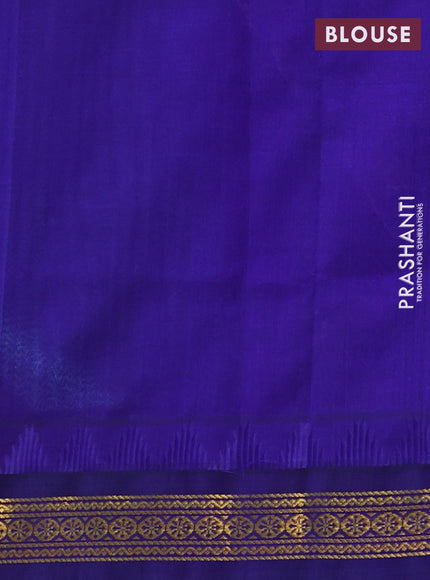 Kuppadam silk cotton saree cs blue and blue with allover zari checks & lakshadeepam weaves and zari woven border