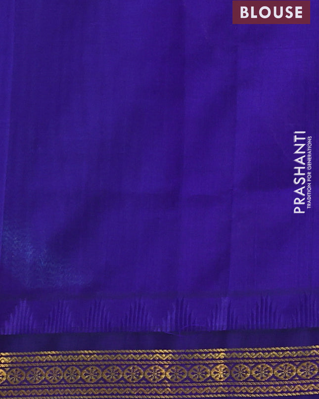 Kuppadam silk cotton saree cs blue and blue with allover zari checks & lakshadeepam weaves and zari woven border