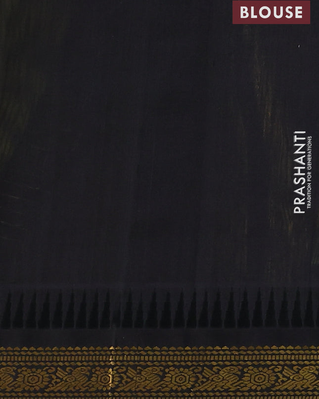 Kuppadam silk cotton saree lime yellow and black with allover zari checks & lakshadeepam weaves and zari woven border