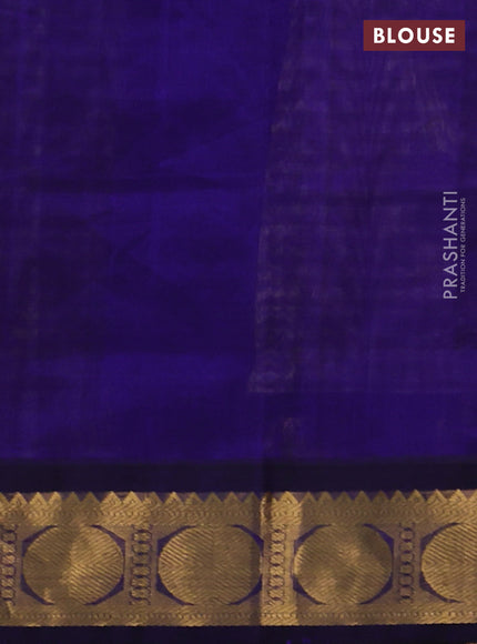 Silk Cotton saree sandal and blue with allover paalum pazhamum checks and zari woven korvai border