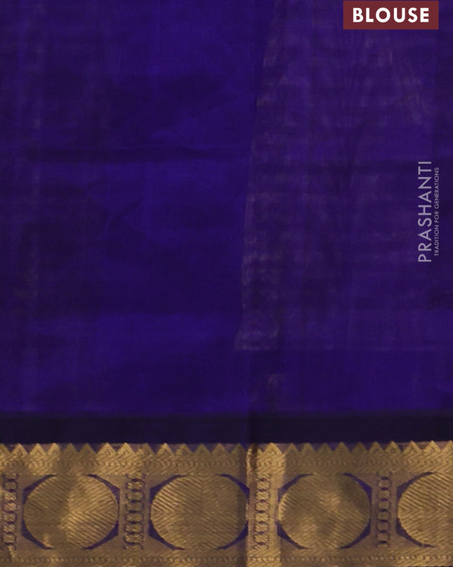 Silk Cotton saree sandal and blue with allover paalum pazhamum checks and zari woven korvai border