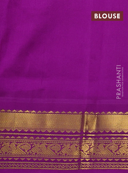 Silk Cotton saree sandal and blue with allover zari checks & buttas and zari woven korvai border