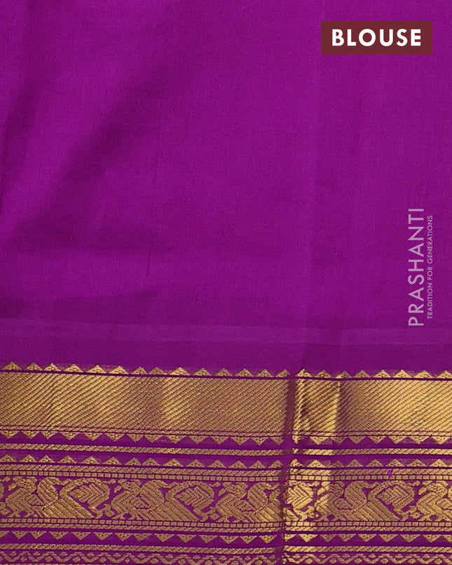 Silk Cotton saree sandal and blue with allover zari checks & buttas and zari woven korvai border