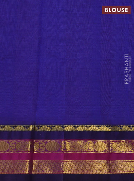 Silk Cotton saree lavender and deep violet with allover checked pattern and zari woven korvai border