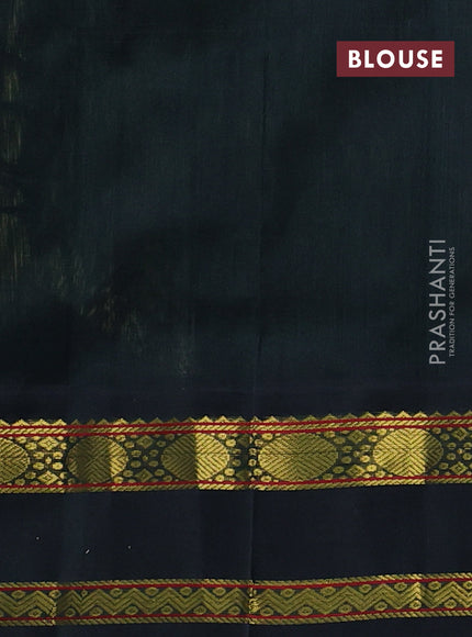 Silk Cotton saree pista green and dark green with plain body and zari woven korvai border