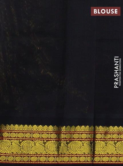 Silk Cotton saree sandal and black with allover thread checked pattern and zari woven korvai border