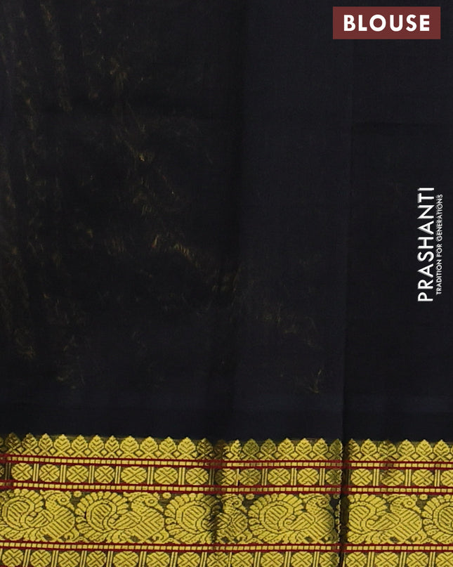 Silk Cotton saree sandal and black with allover thread checked pattern and zari woven korvai border