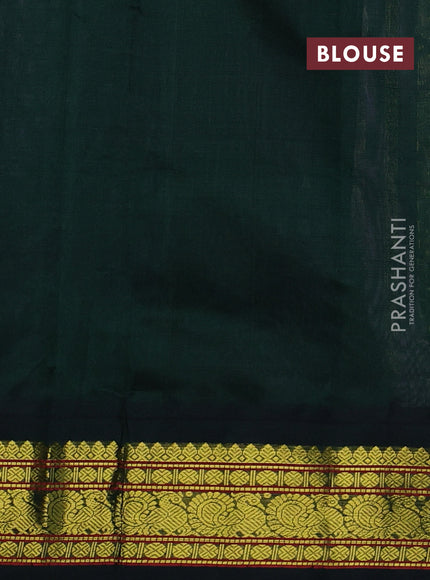 Silk Cotton saree lavender and bottle green with allover thread checked pattern and zari woven korvai border