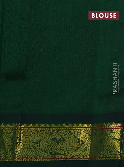 Silk Cotton saree orange and green with annam zari woven buttas and zari woven korvai border