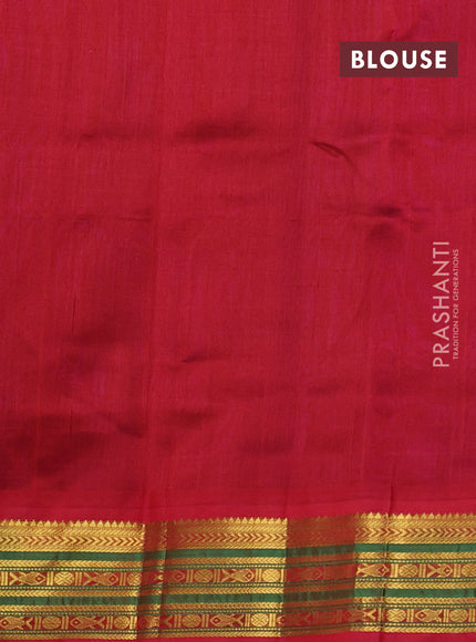 Silk Cotton saree blue and red with plain body and zari woven korvai border