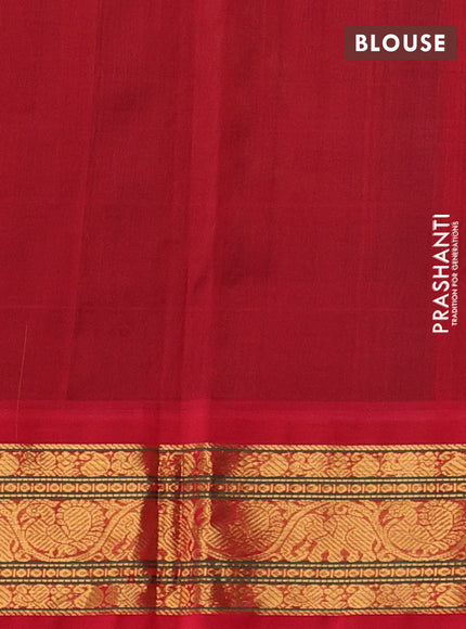 Silk Cotton saree green and red with annam zari woven buttas and zari woven korvai border