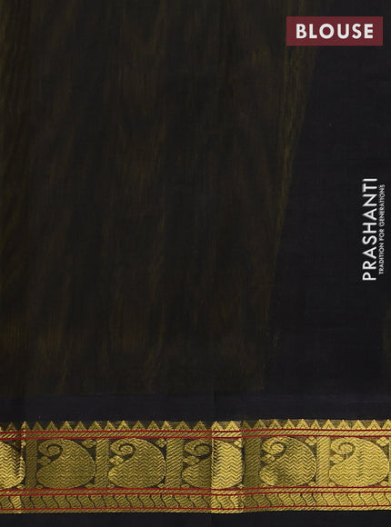 Silk Cotton saree lime yellow and black with zari woven buttas and zari woven korvai border