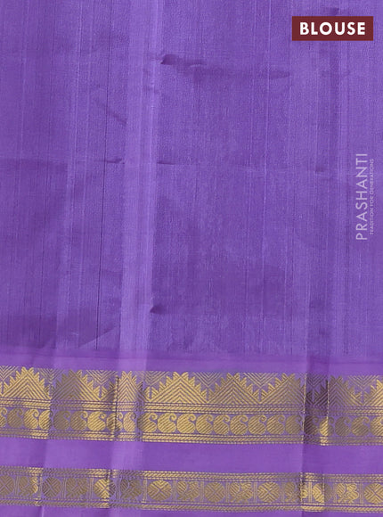 Silk Cotton saree blue and lavender with zari woven buttas and zari woven korvai border