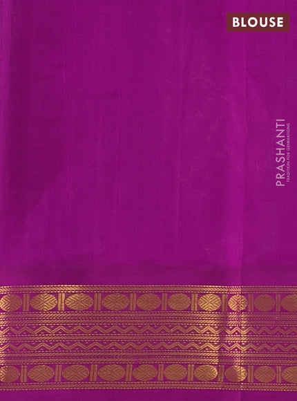 Silk Cotton saree green teal blue and purple with allover paalum pazhamum checks and zari woven korvai border