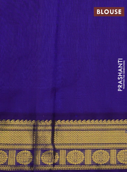 Silk Cotton saree lavender and blue with zari woven buttas and zari woven korvai border