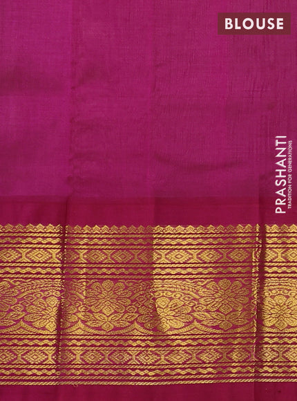 Silk Cotton saree beige and magenta pink with zari woven buttas and zari woven border