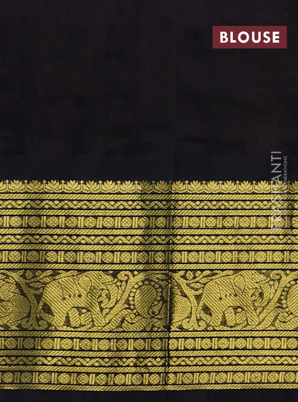 Silk Cotton saree mango yellow and black with zari woven buttas and zari woven border